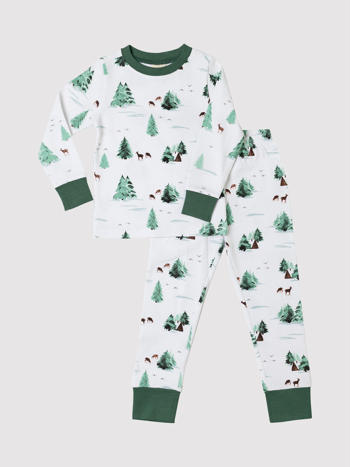 Watercolor Trees/Cabin Kids PJ Set