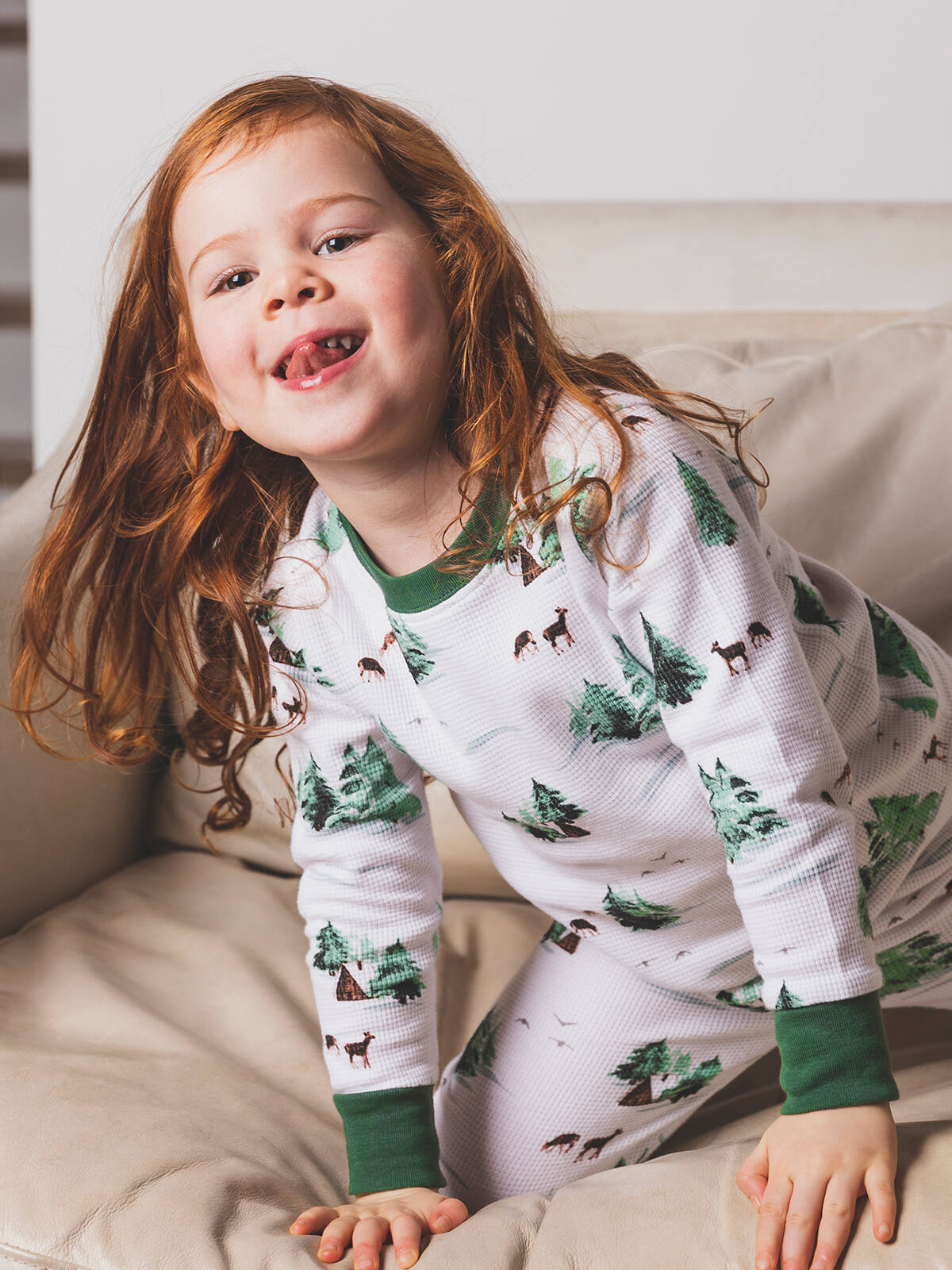 Watercolor Trees/Cabin Kids PJ Set