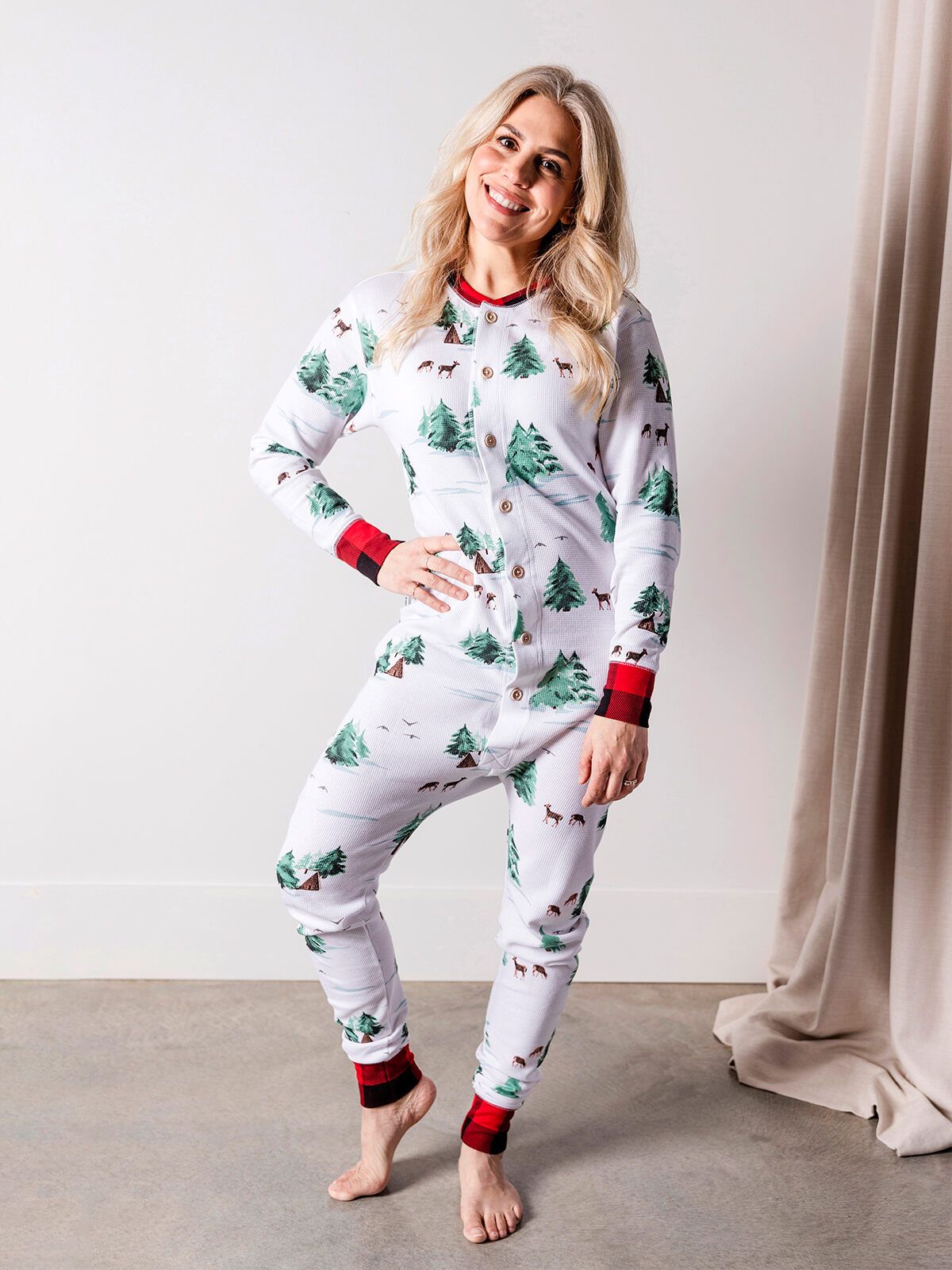 Thermal Watercolor Trees/Cabin Adult Onesie