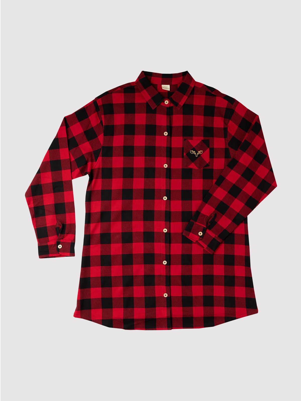 Thermal Buffalo Plaid Button Nightshirt