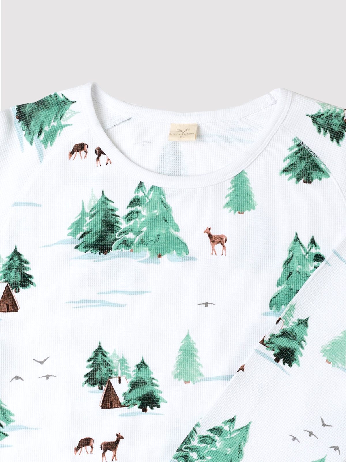 Thermal Watercolor Trees/Cabin Ladies Long Sleeve