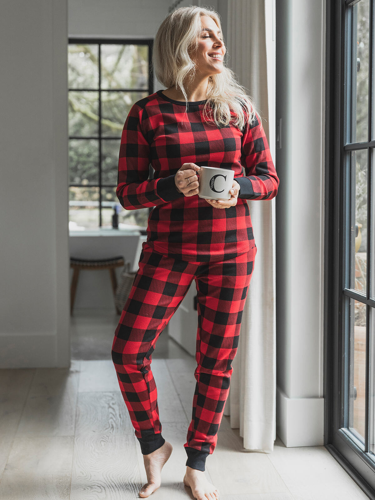 Thermal Buffalo Plaid Ladies Joggers